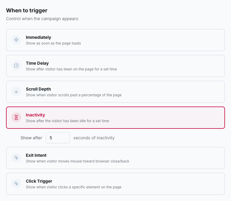 The available triggers.